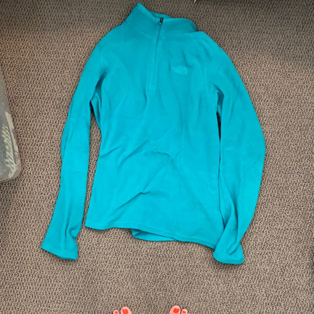 North face 1/4 zip teal fleece